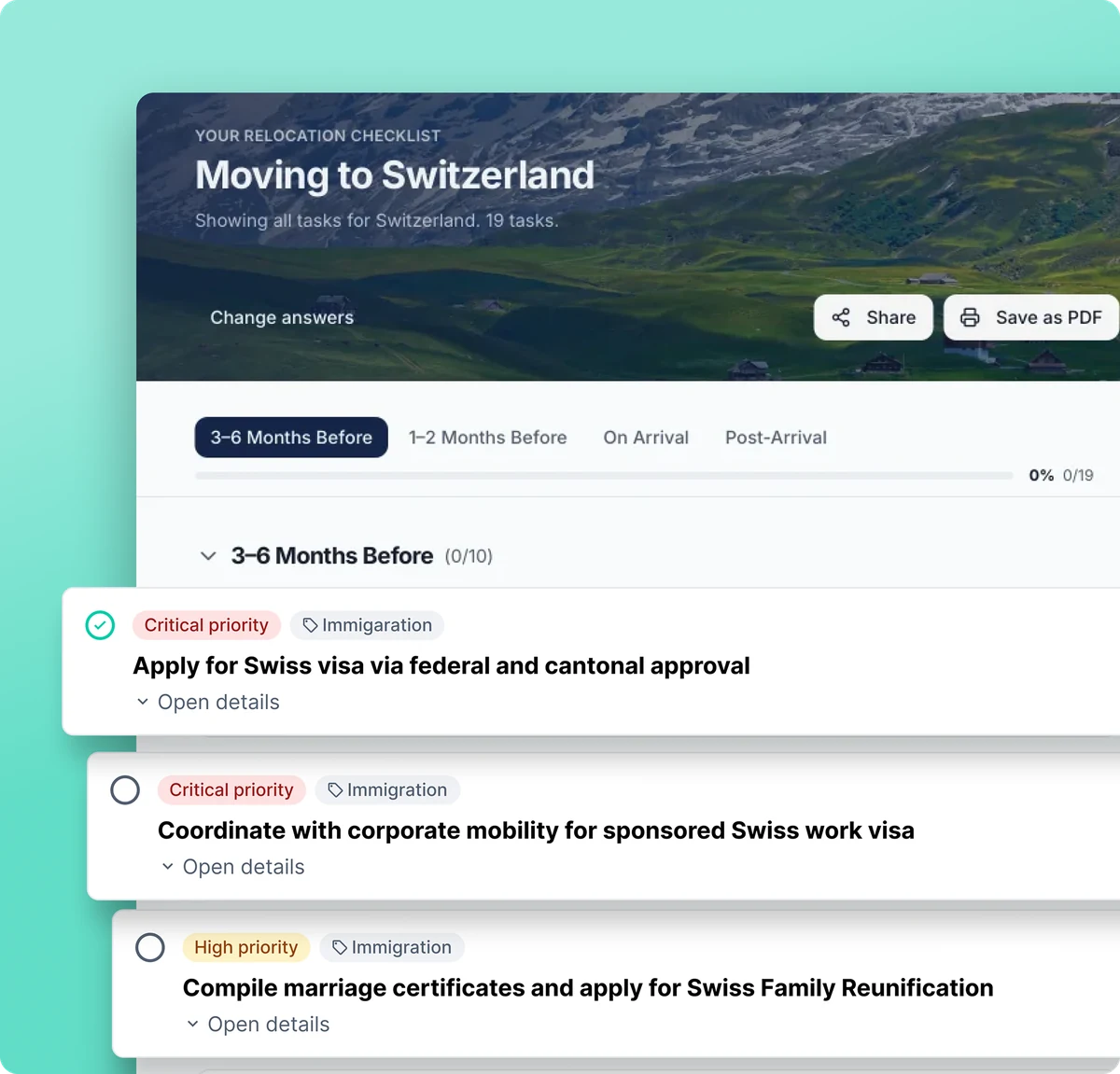 Expatica Relocator — Moving to Switzerland checklist preview