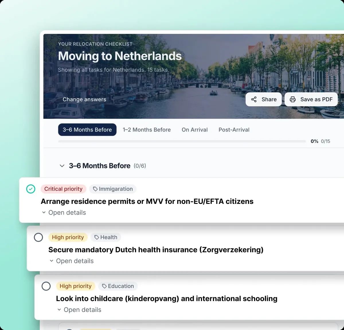 Expatica Relocator — Moving to the Netherlands checklist preview